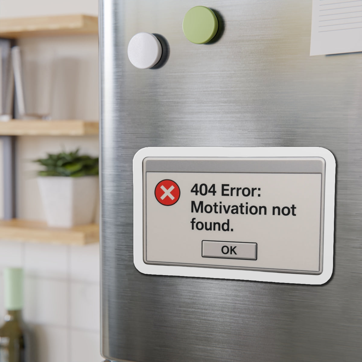 404 Error: Motivation Not Found – Die‑Cut Magnet 🧲