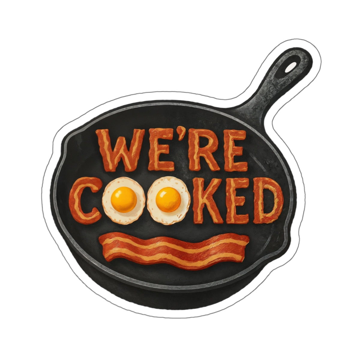 We’re Cooked – Whimsical Die-Cut Sticker | The Kitchen’s on Fire and We’re Still Paying Rent 🍳