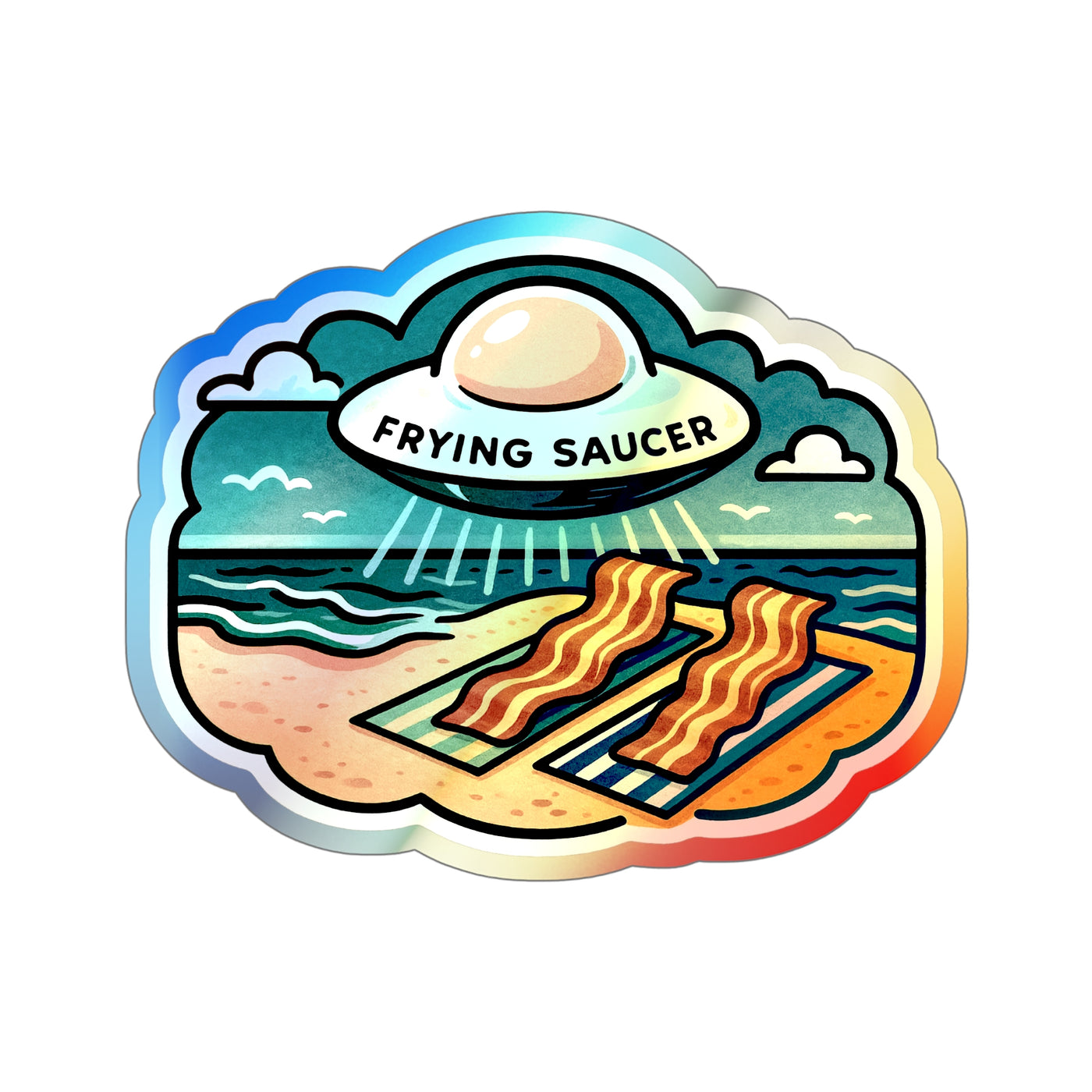 UFO‑ver Easy – Holographic Die‑Cut Sticker 🛸🌈