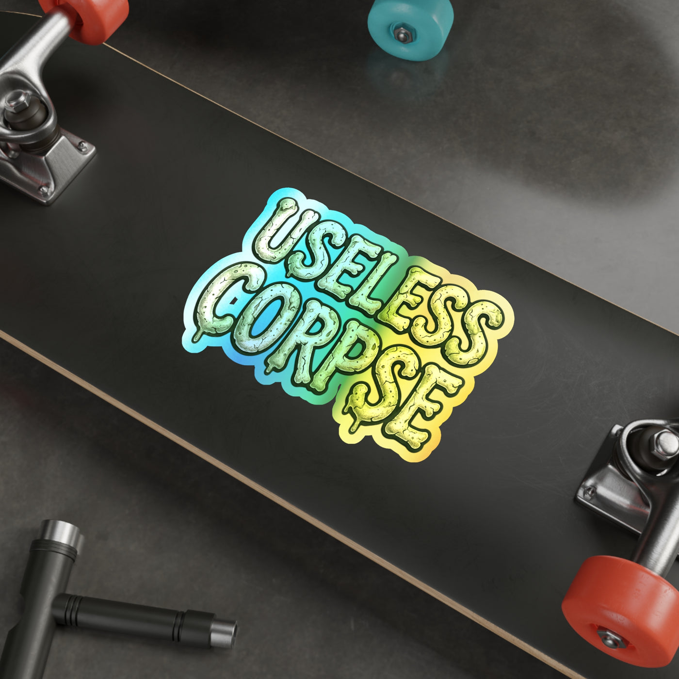 ⚰️🌈 Useless Corpse Holographic Die-Cut Sticker: Shimmering in the Afterlife