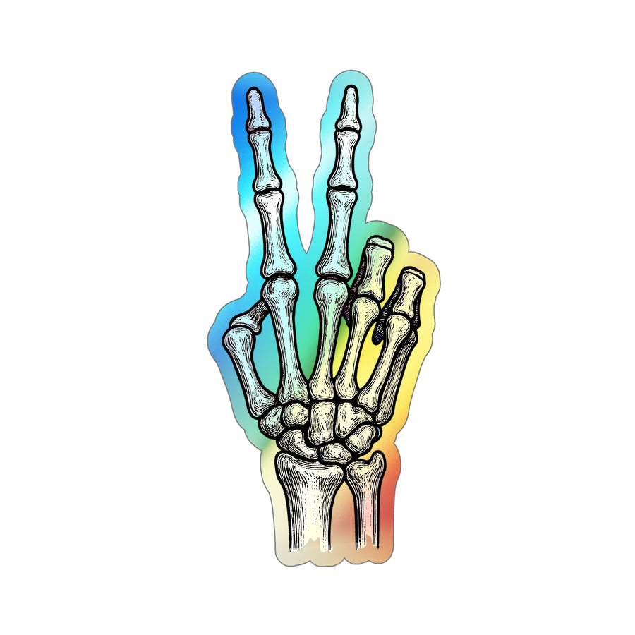 ✌️🌈 Skeleton Jeep Wave From The Grave | Holographic Die-Cut Sticker Edition for the Undead & Unbothered